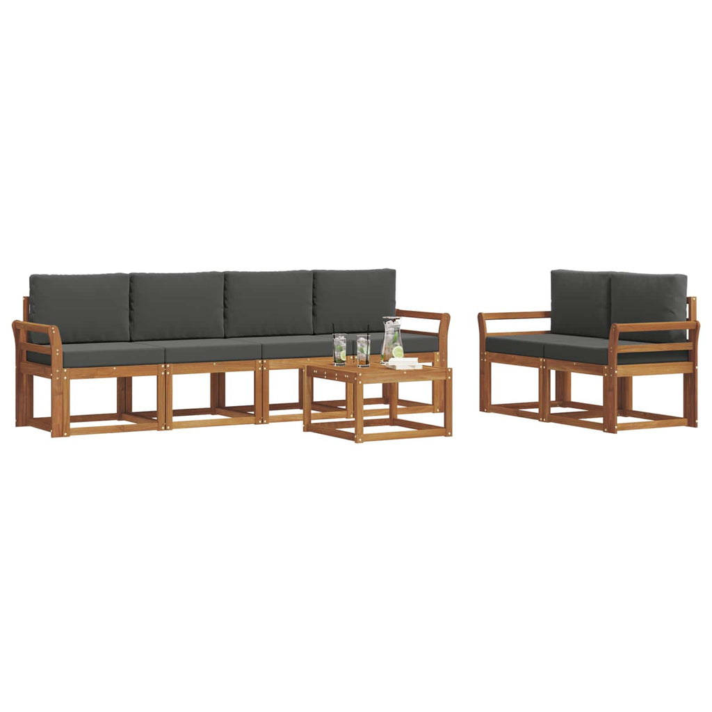 Outdoor-Sofagarnitur mit Kissen 7 pcs Natur und Anthrazit