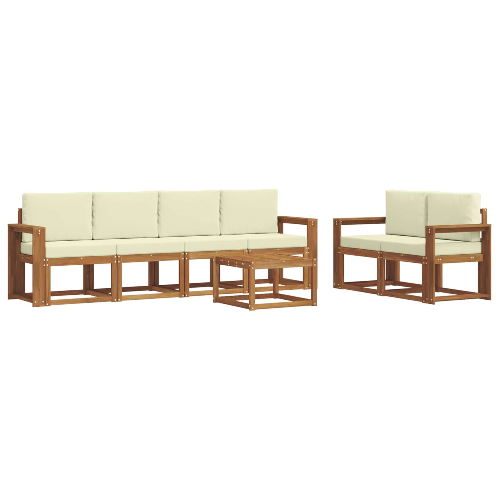 Outdoor-Sofagarnitur mit Kissen 7 pcs Natur und Creme