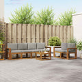 Outdoor-Sofagarnitur mit Kissen 7 pcs Natürlich und Hellgrau