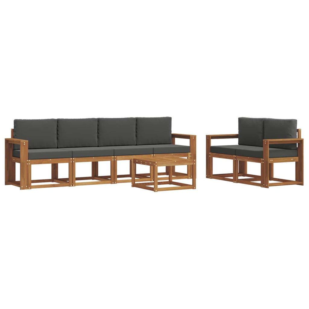 Outdoor-Sofagarnitur mit Kissen 7 pcs Natur und Anthrazit