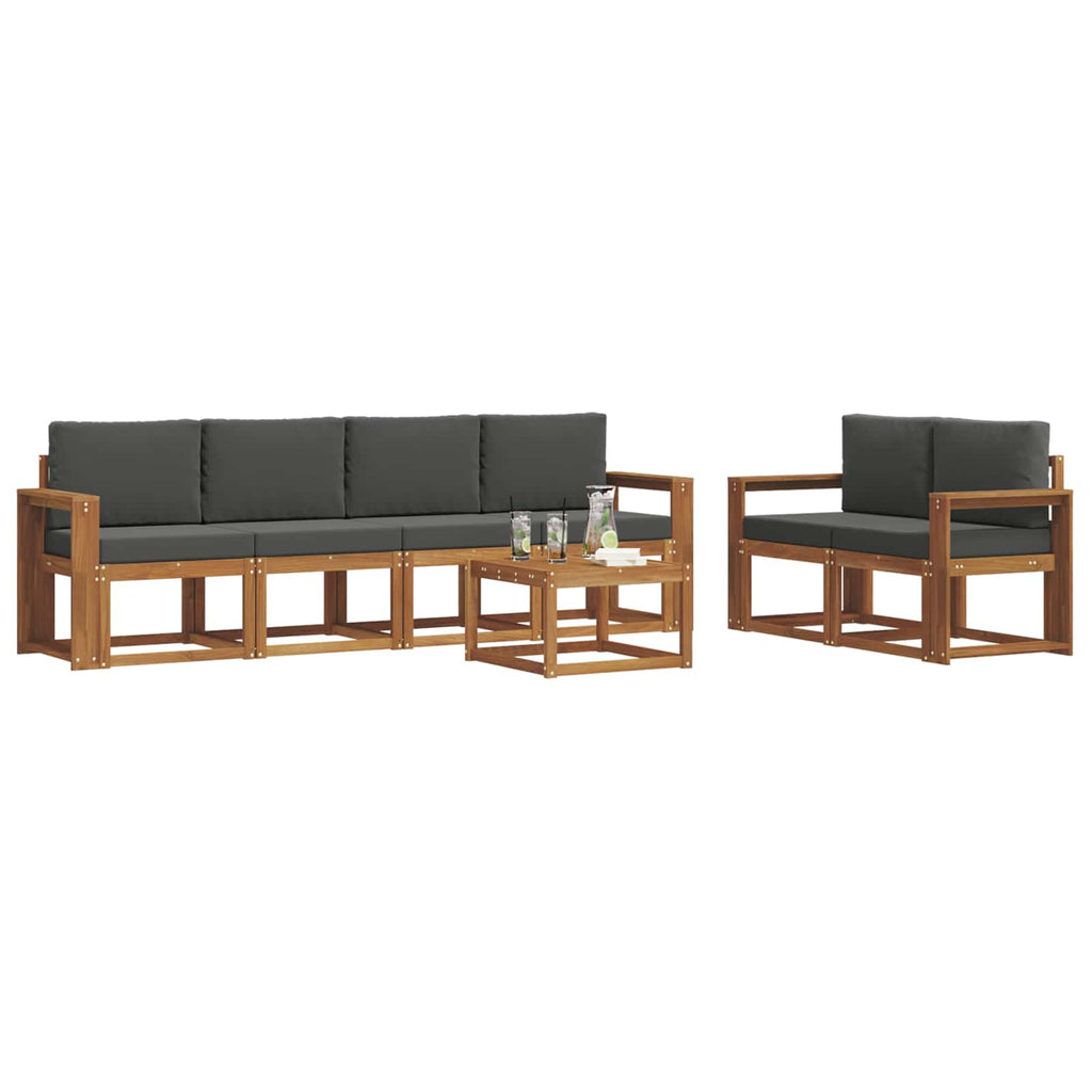 Outdoor-Sofagarnitur mit Kissen 7 pcs Natur und Anthrazit