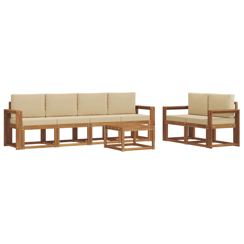 Outdoor-Sofagarnitur mit Kissen 7 pcs Natur und Beige
