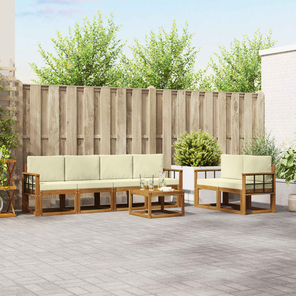 Outdoor-Sofagarnitur mit Kissen 7 pcs Natur und Creme