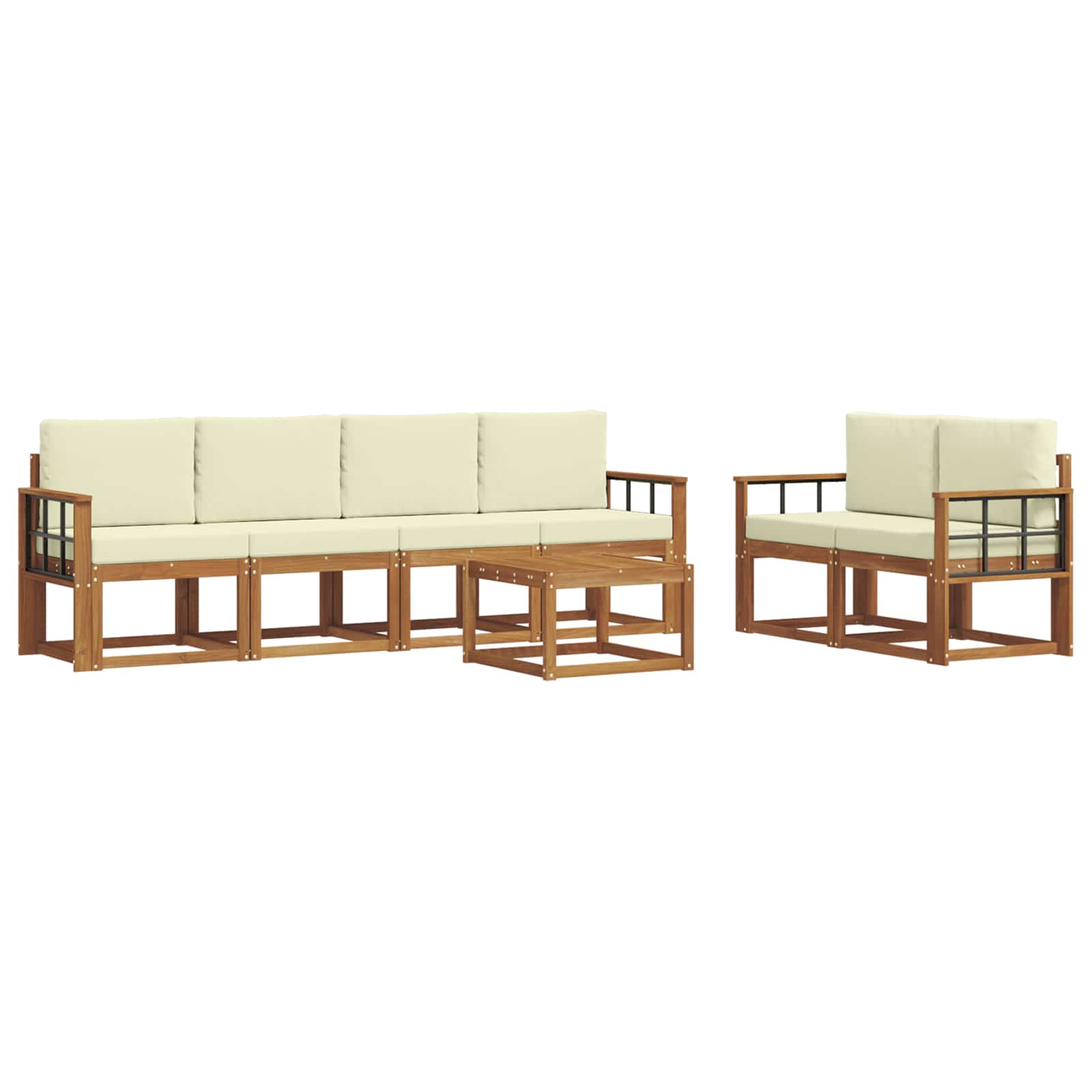 Outdoor-Sofagarnitur mit Kissen 7 pcs Natur und Creme