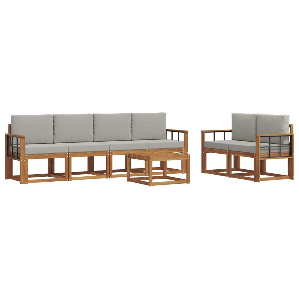 Outdoor-Sofagarnitur mit Kissen 7 pcs Natürlich und Hellgrau