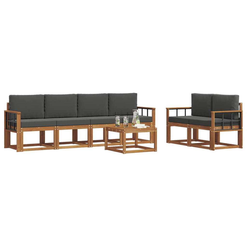 Outdoor-Sofagarnitur mit Kissen 7 pcs Natur und Anthrazit