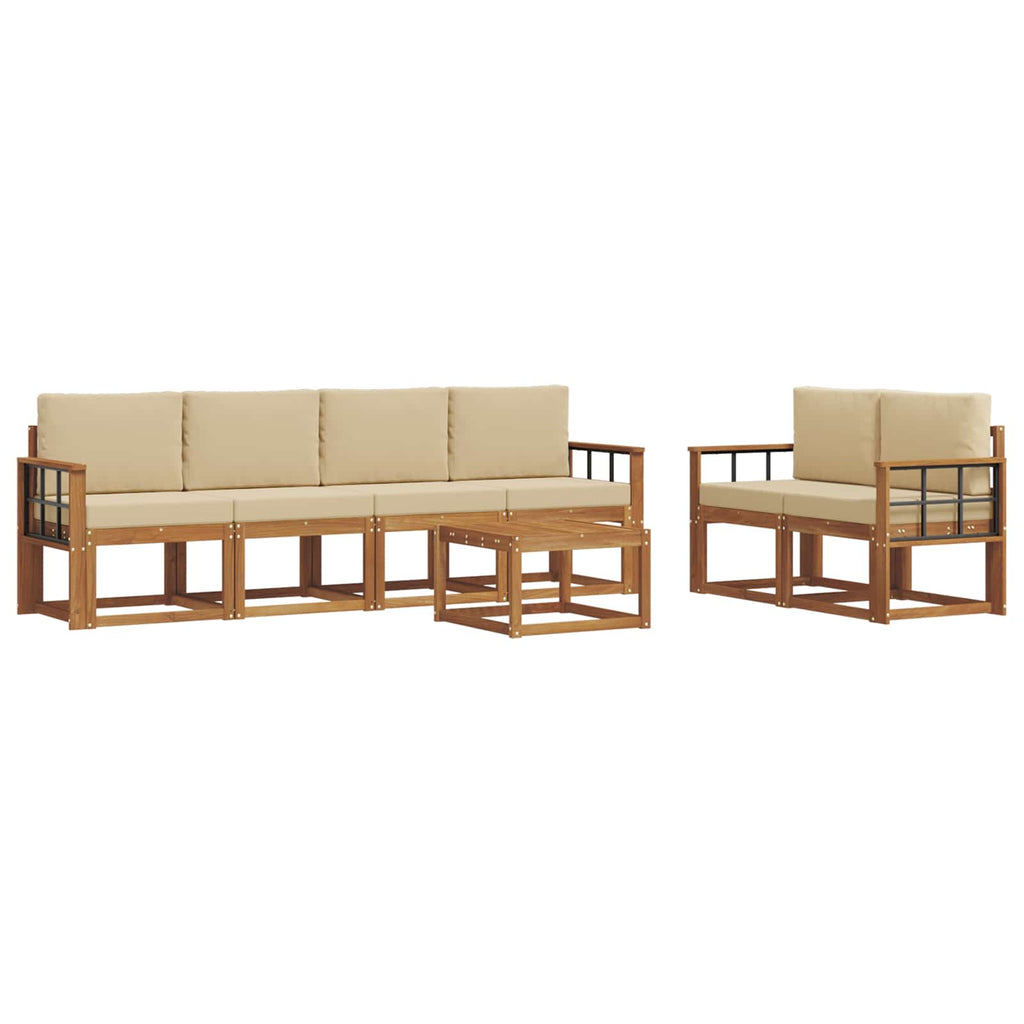 Outdoor-Sofagarnitur mit Kissen 7 pcs Natur und Beige