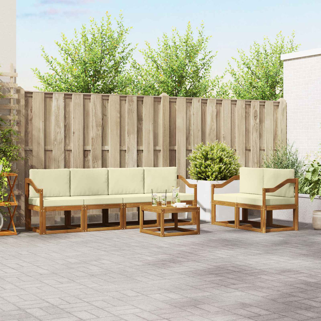 Outdoor-Sofagarnitur mit Kissen 7 pcs Natur und Creme
