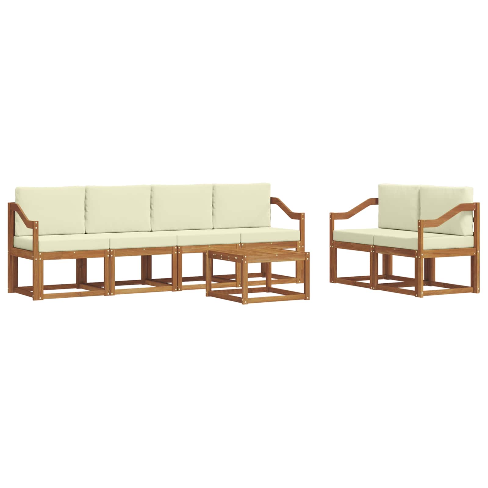 Outdoor-Sofagarnitur mit Kissen 7 pcs Natur und Creme