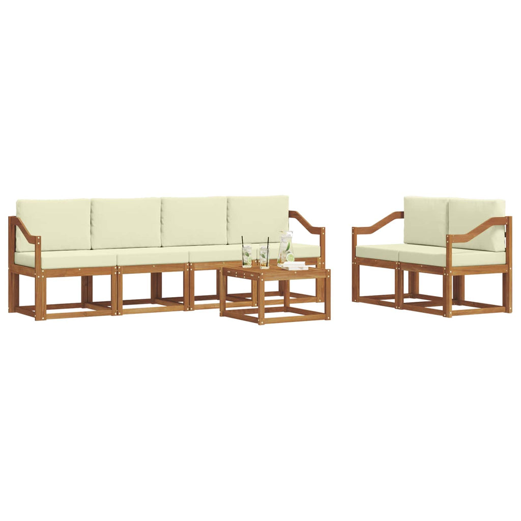 Outdoor-Sofagarnitur mit Kissen 7 pcs Natur und Creme