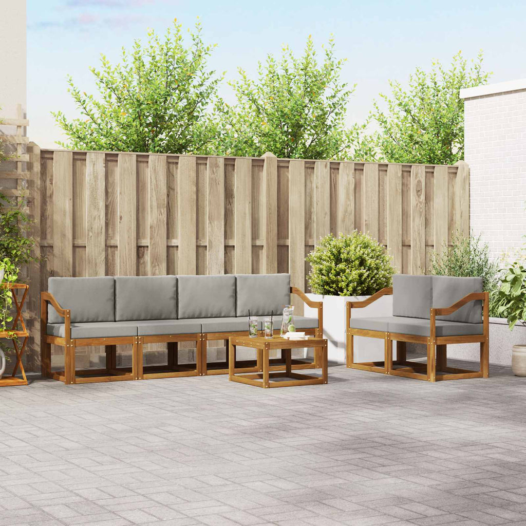 Outdoor-Sofagarnitur mit Kissen 7 pcs Natürlich und Hellgrau