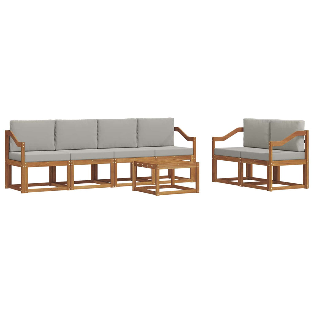 Outdoor-Sofagarnitur mit Kissen 7 pcs Natürlich und Hellgrau