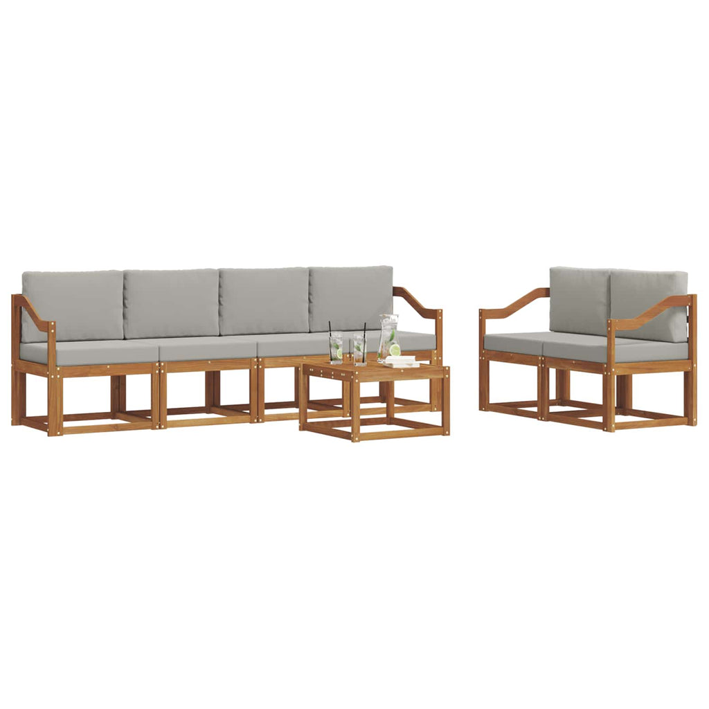 Outdoor-Sofagarnitur mit Kissen 7 pcs Natürlich und Hellgrau