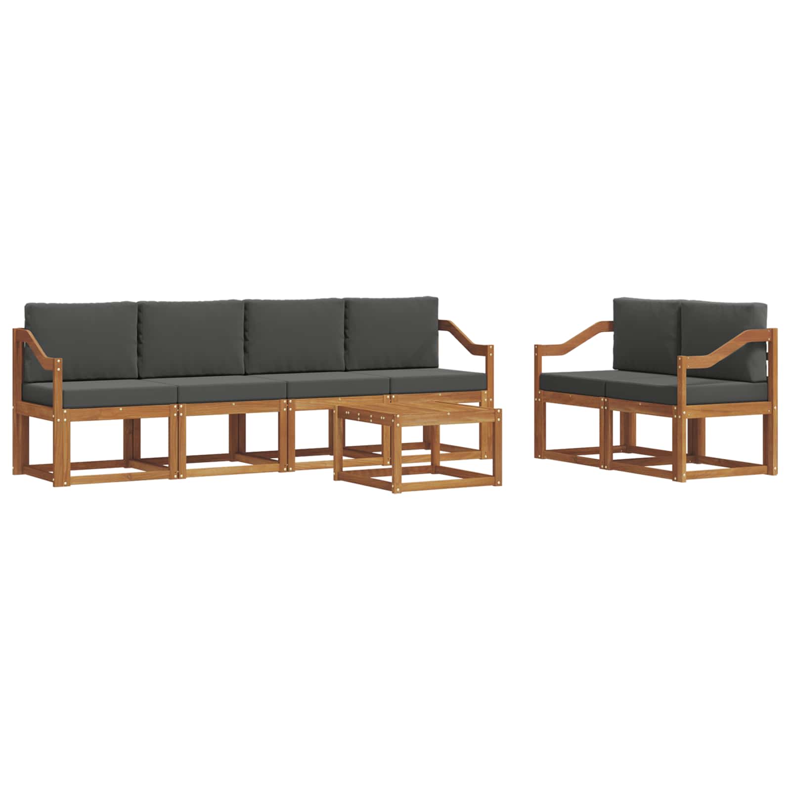 Outdoor-Sofagarnitur mit Kissen 7 pcs Natur und Anthrazit