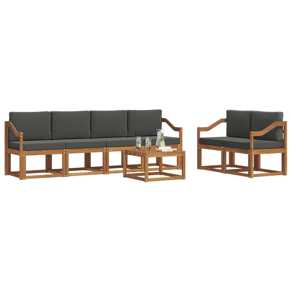 Outdoor-Sofagarnitur mit Kissen 7 pcs Natur und Anthrazit