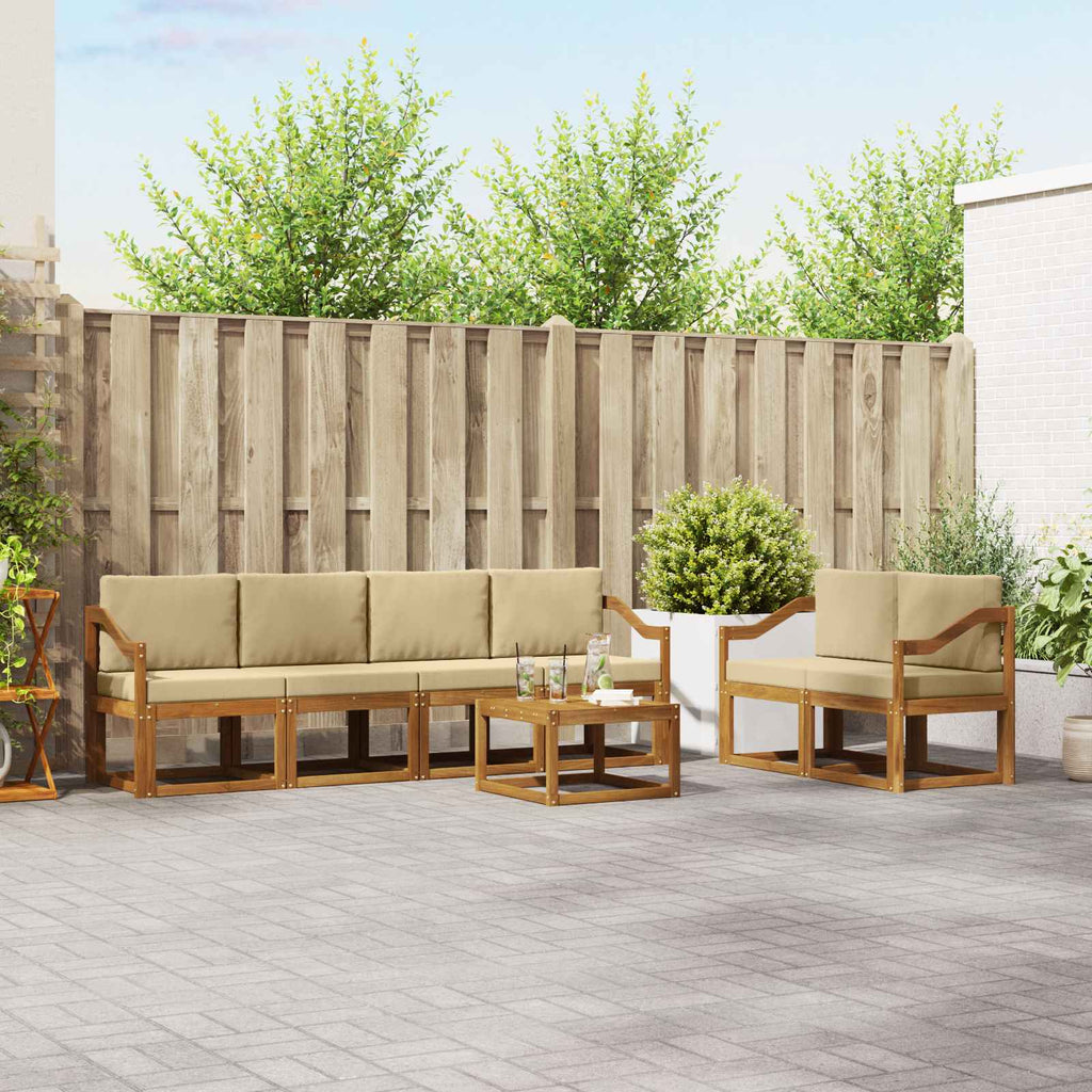 Outdoor-Sofagarnitur mit Kissen 7 pcs Natur und Beige