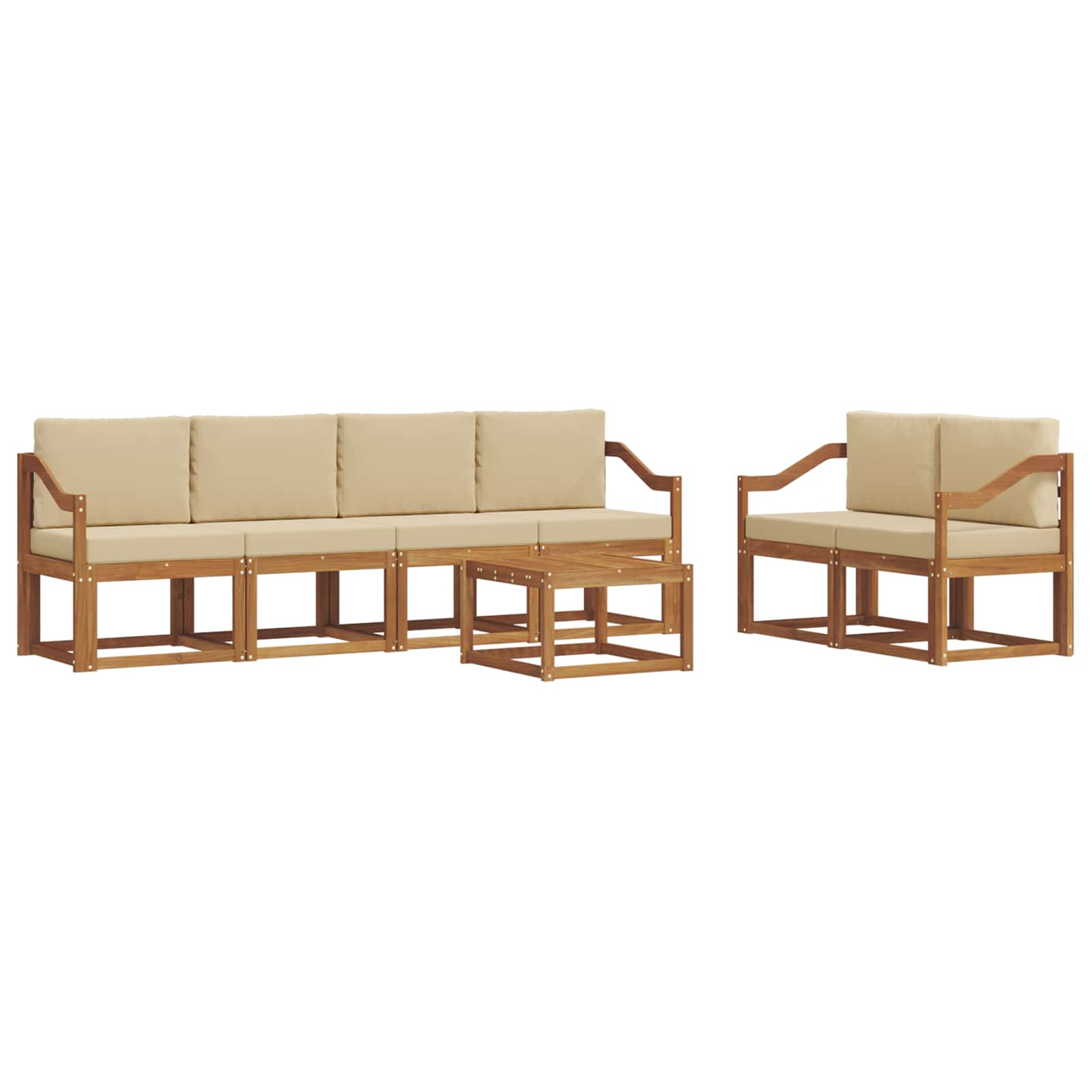 Outdoor-Sofagarnitur mit Kissen 7 pcs Natur und Beige