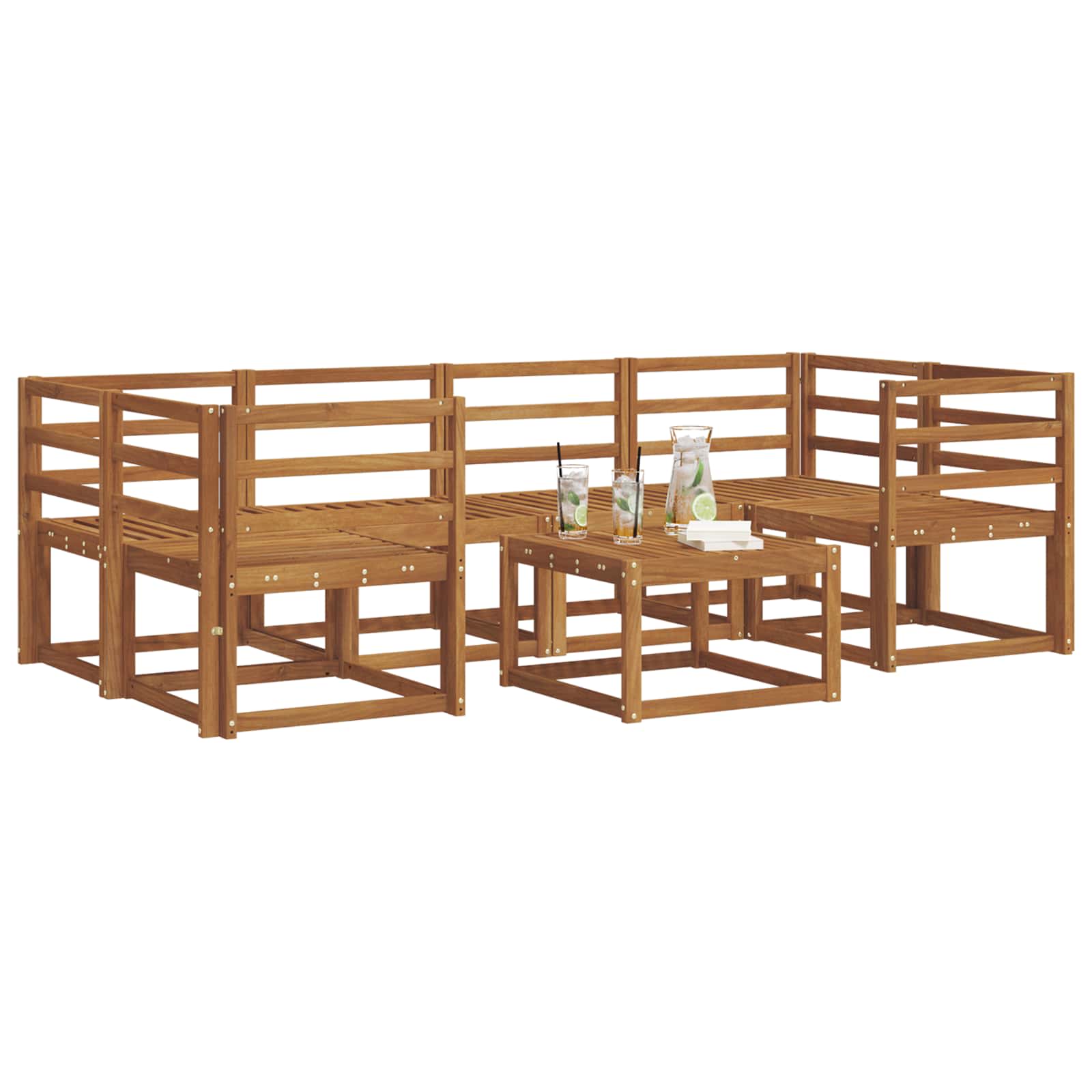 Outdoor-Sofagarnitur 7 pcs Natur Massivholz Akazie