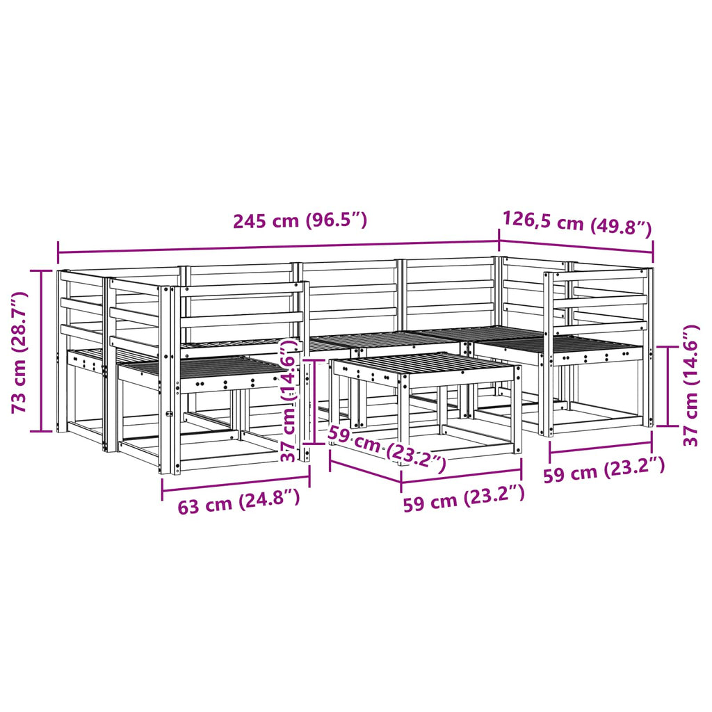 Outdoor-Sofagarnitur 7 pcs Natur Massivholz Akazie