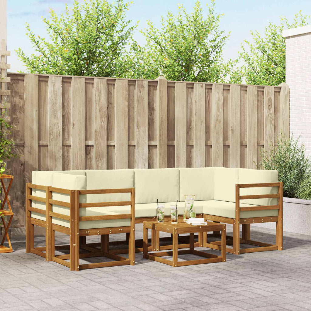 Outdoor-Sofagarnitur mit Kissen 7 pcs Natur und Creme