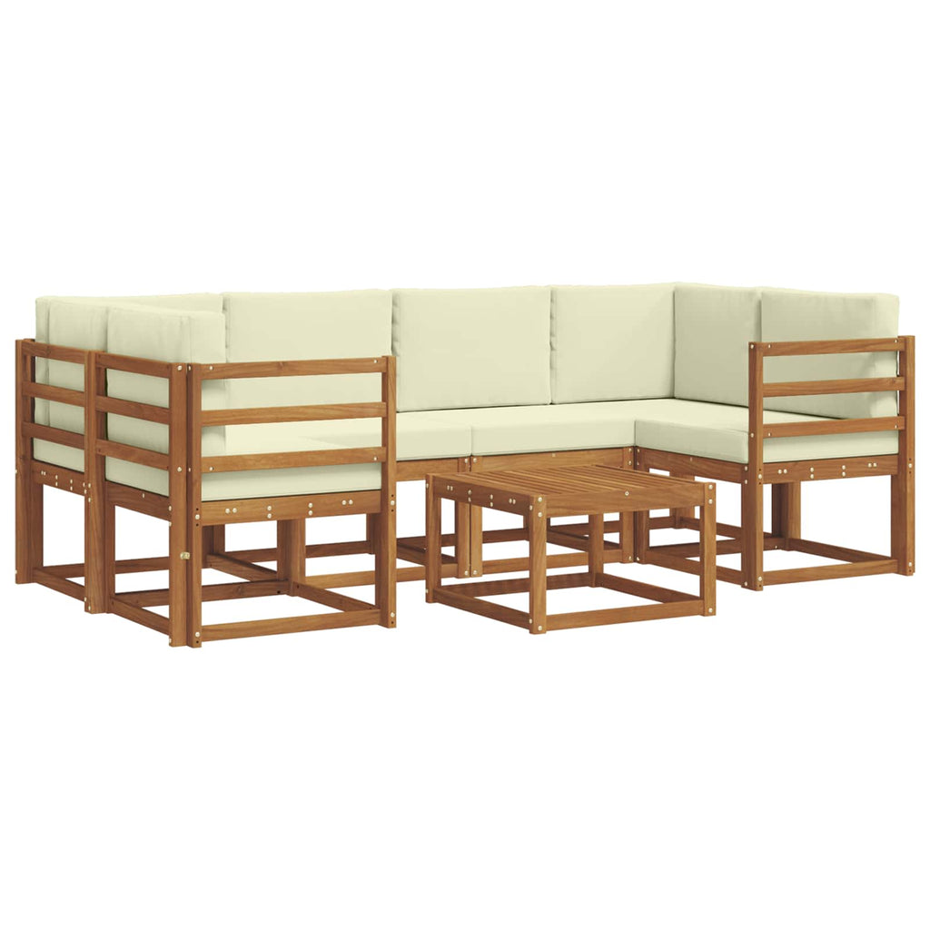 Outdoor-Sofagarnitur mit Kissen 7 pcs Natur und Creme