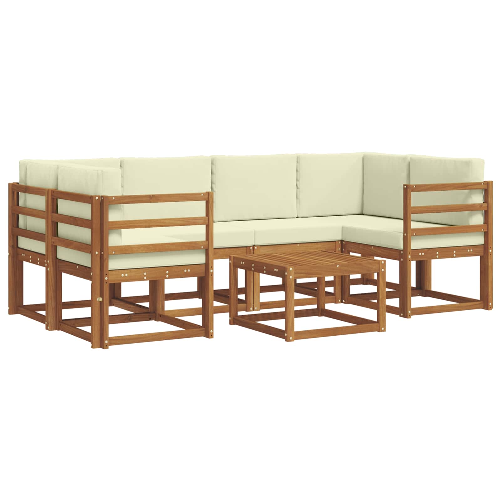 Outdoor-Sofagarnitur mit Kissen 7 pcs Natur und Creme