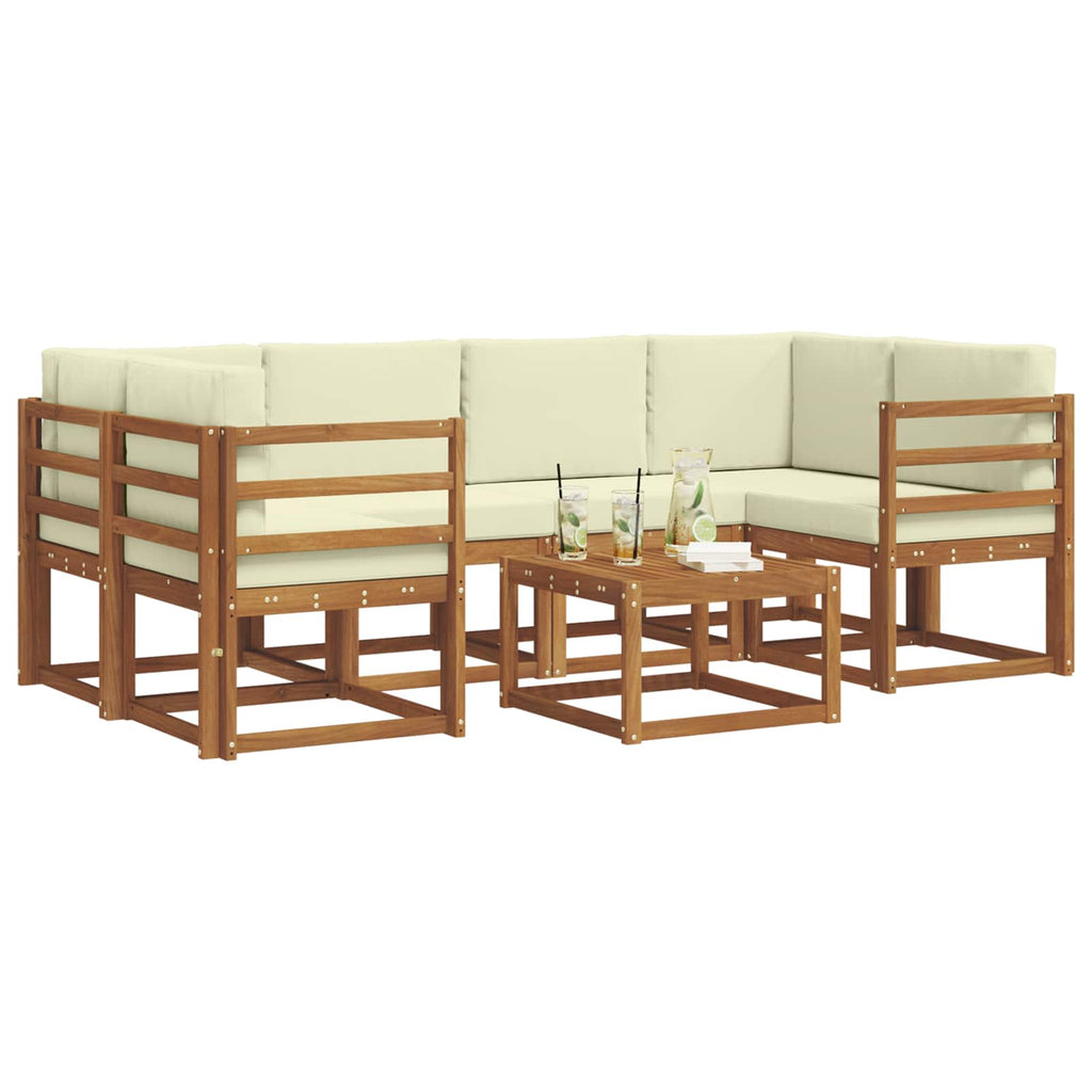 Outdoor-Sofagarnitur mit Kissen 7 pcs Natur und Creme