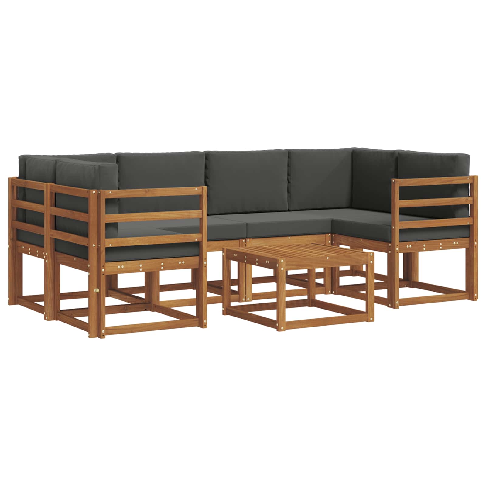 Outdoor-Sofagarnitur mit Kissen 7 pcs Natur und Anthrazit