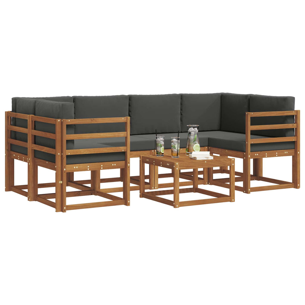Outdoor-Sofagarnitur mit Kissen 7 pcs Natur und Anthrazit
