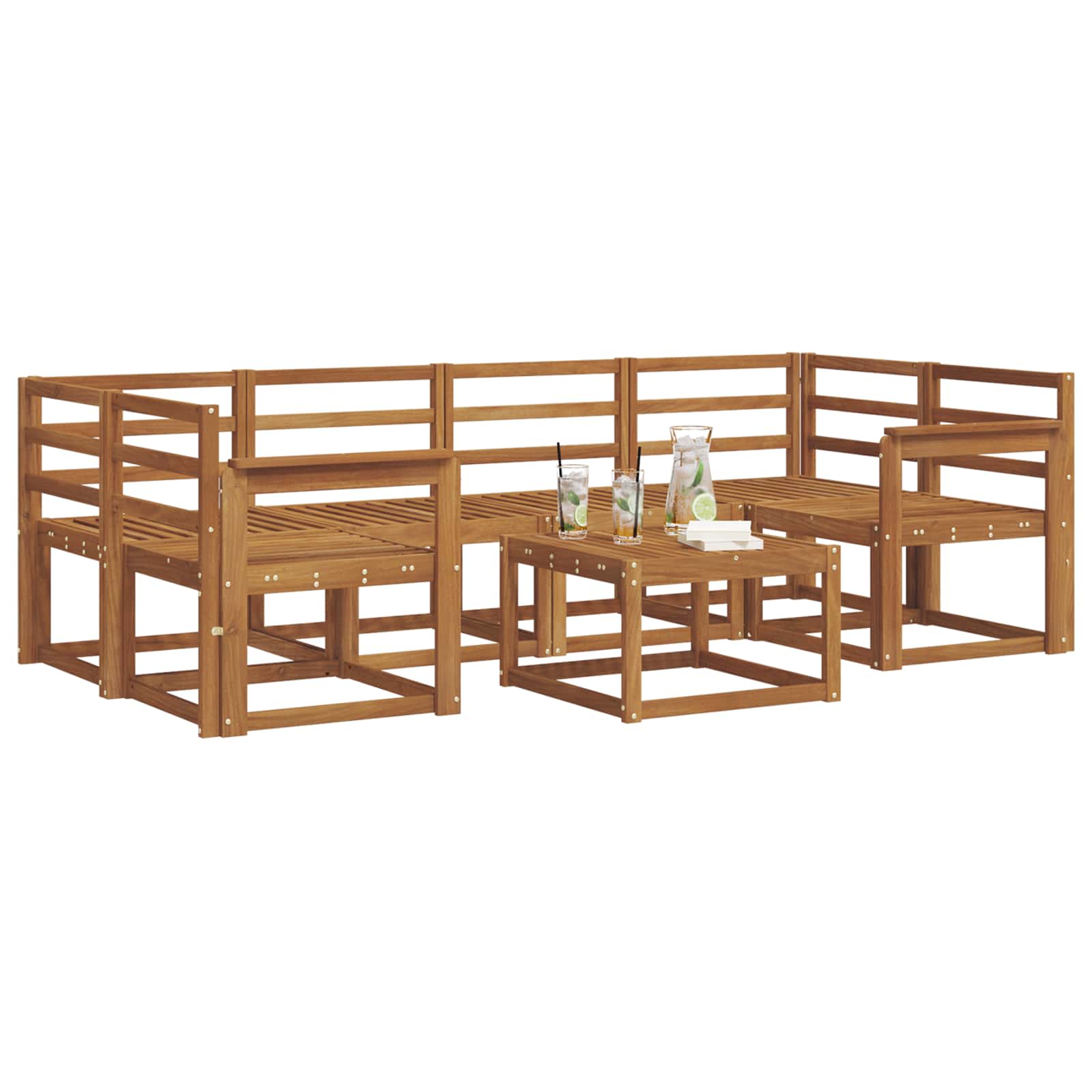 Outdoor-Sofagarnitur 7 pcs Natur Massivholz Akazie