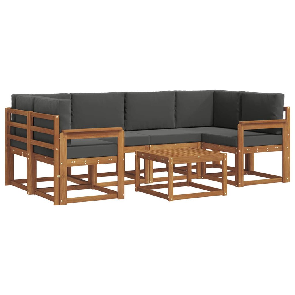 Outdoor-Sofagarnitur mit Kissen 7 pcs Natur und Anthrazit