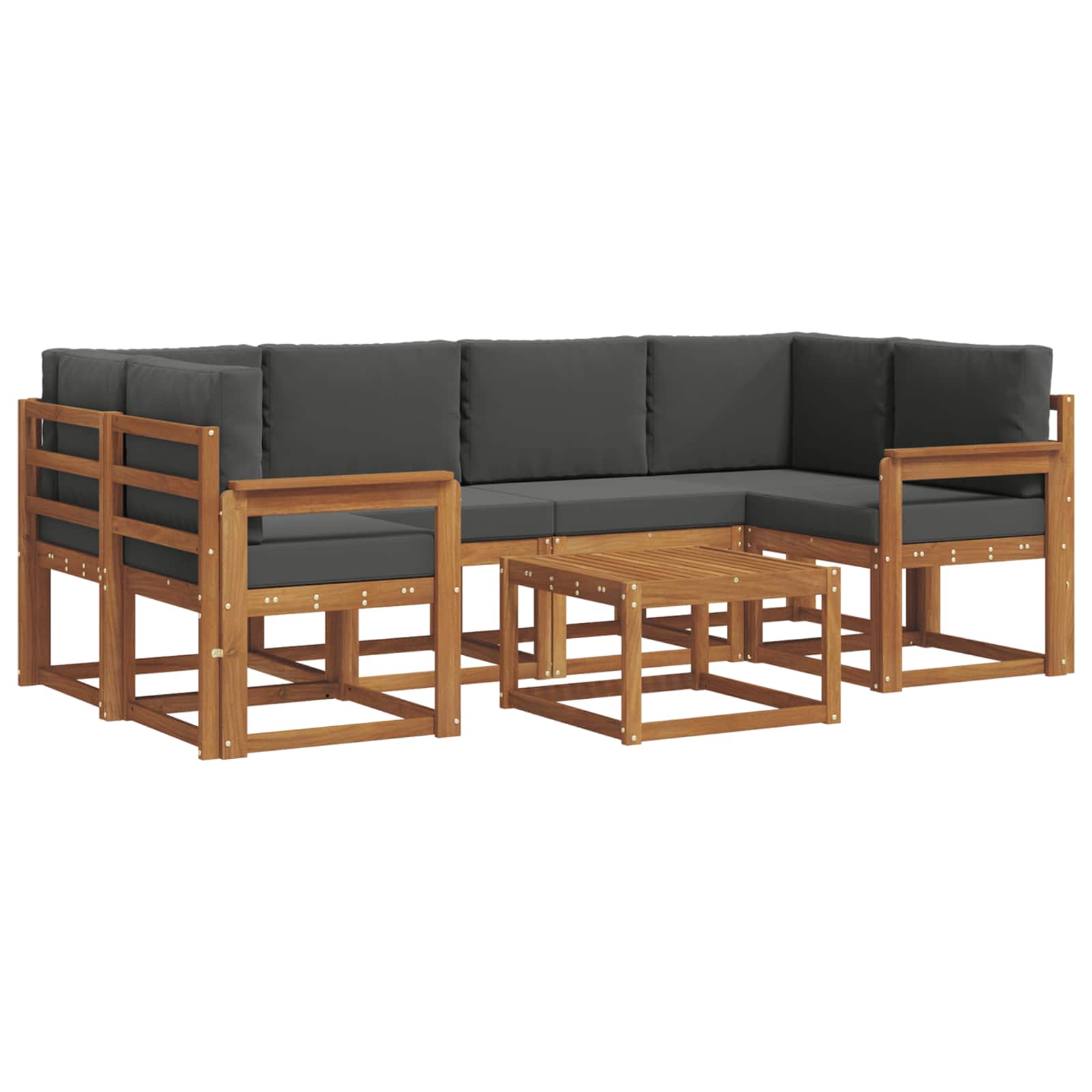 Outdoor-Sofagarnitur mit Kissen 7 pcs Natur und Anthrazit