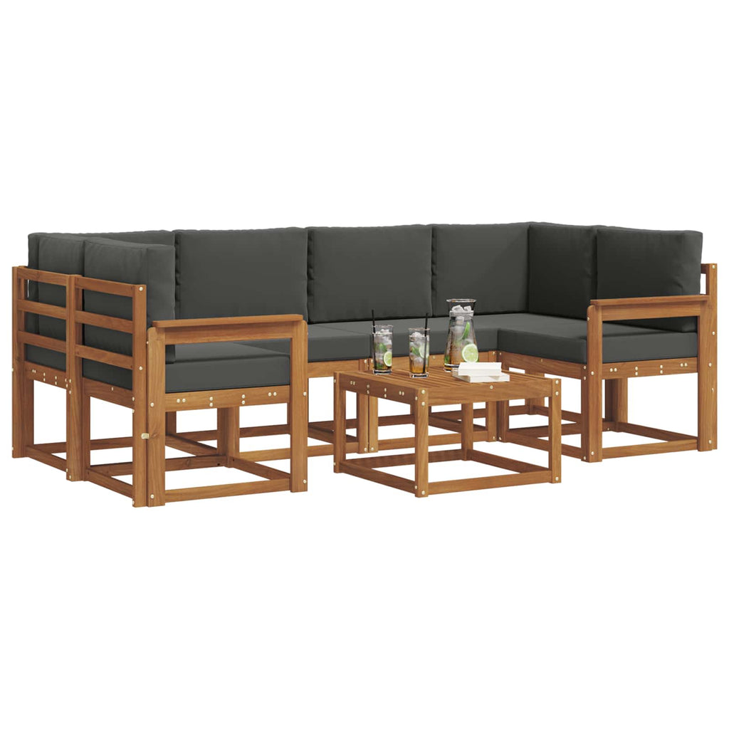 Outdoor-Sofagarnitur mit Kissen 7 pcs Natur und Anthrazit