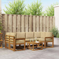 Outdoor-Sofagarnitur mit Kissen 7 pcs Natur und Beige