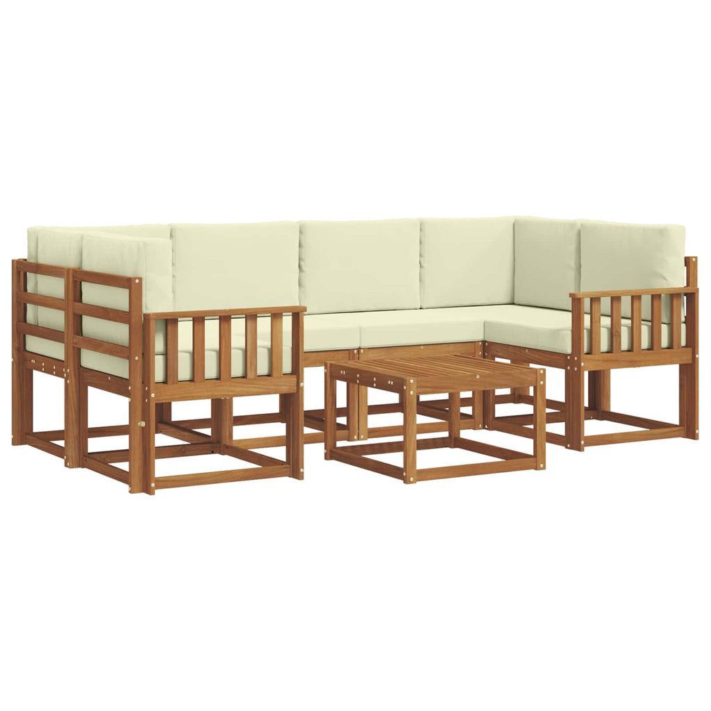 Outdoor-Sofagarnitur mit Kissen 7 pcs Natur und Creme