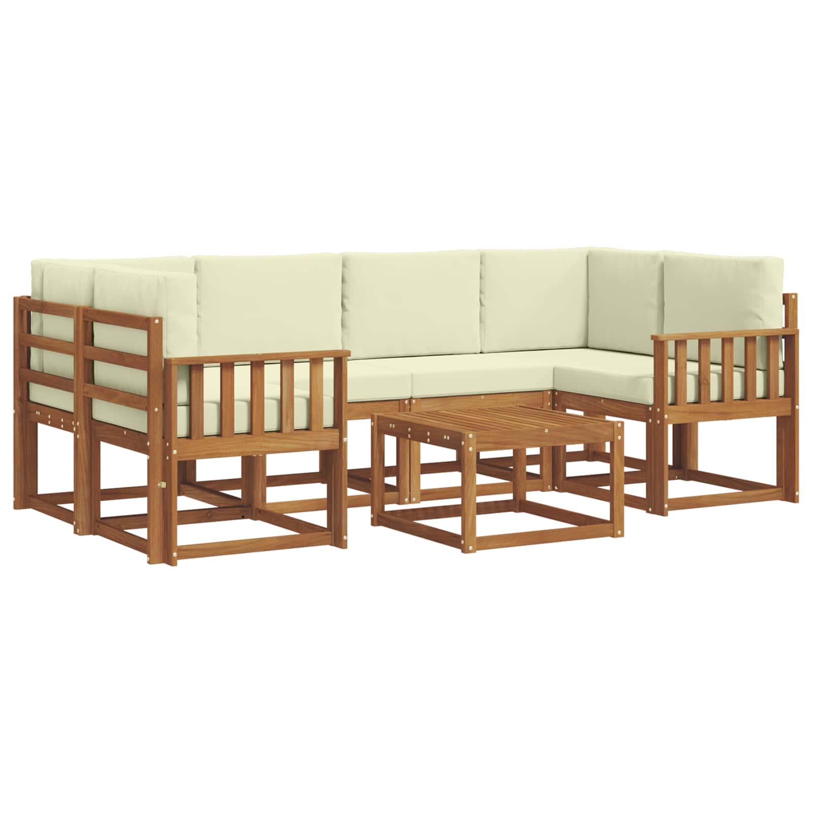 Outdoor-Sofagarnitur mit Kissen 7 pcs Natur und Creme