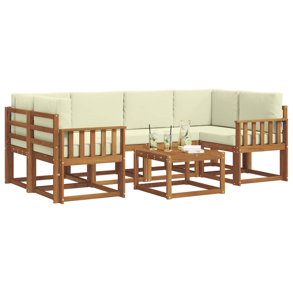 Outdoor-Sofagarnitur mit Kissen 7 pcs Natur und Creme