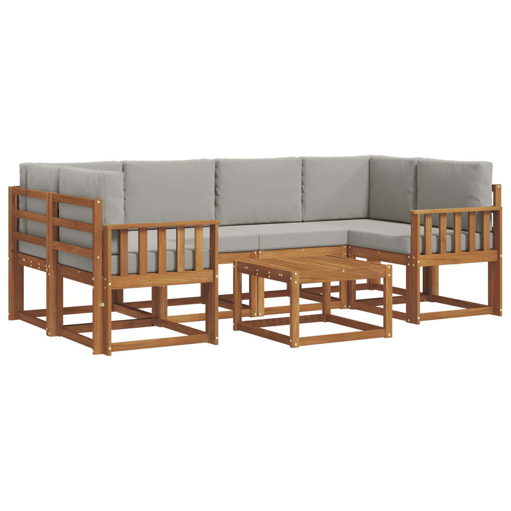 Outdoor-Sofagarnitur mit Kissen 7 pcs Natürlich und Hellgrau