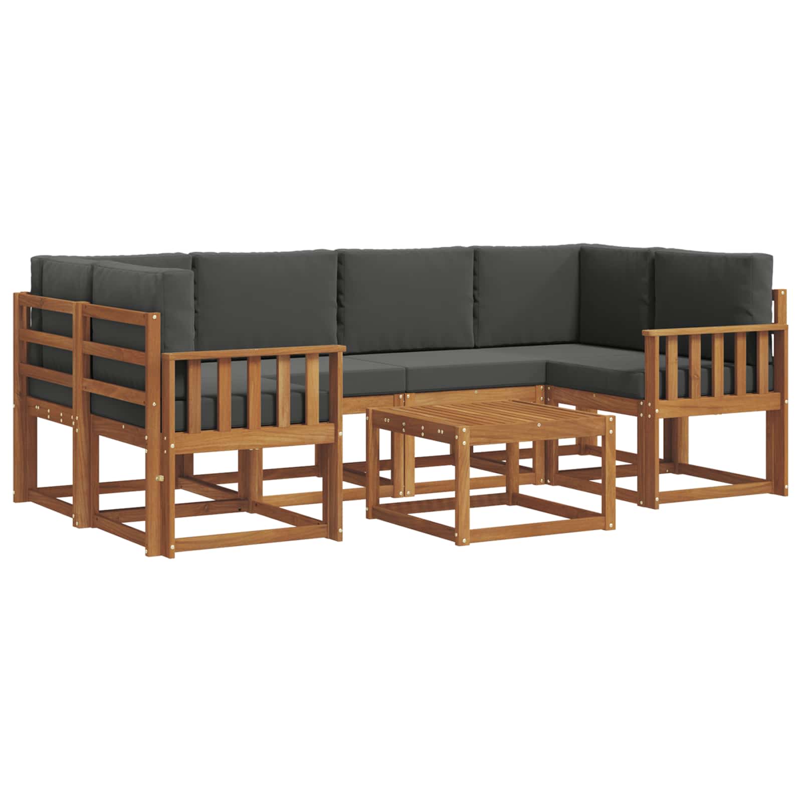 Outdoor-Sofagarnitur mit Kissen 7 pcs Natur und Anthrazit