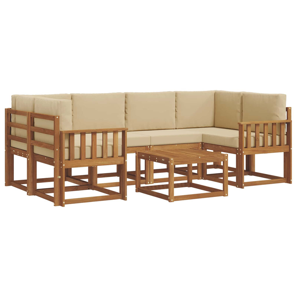 Outdoor-Sofagarnitur mit Kissen 7 pcs Natur und Beige