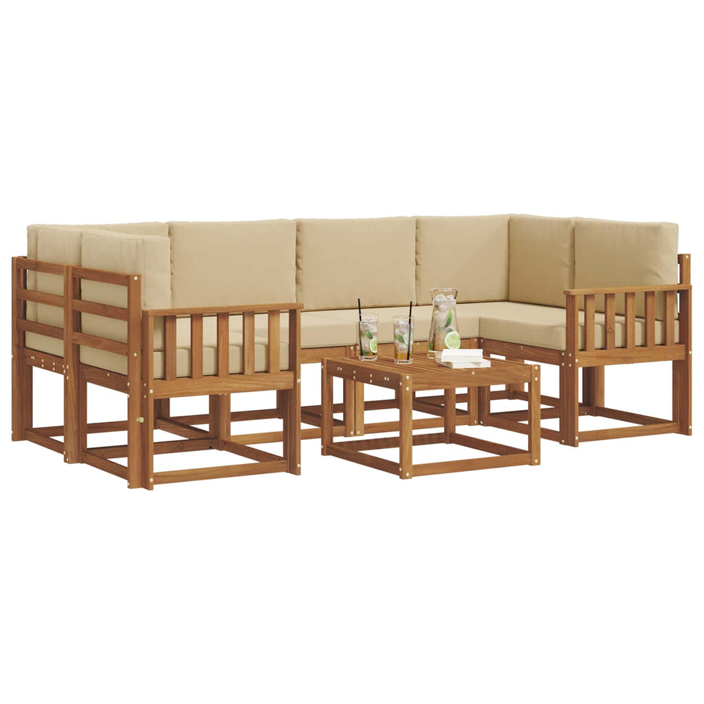 Outdoor-Sofagarnitur mit Kissen 7 pcs Natur und Beige