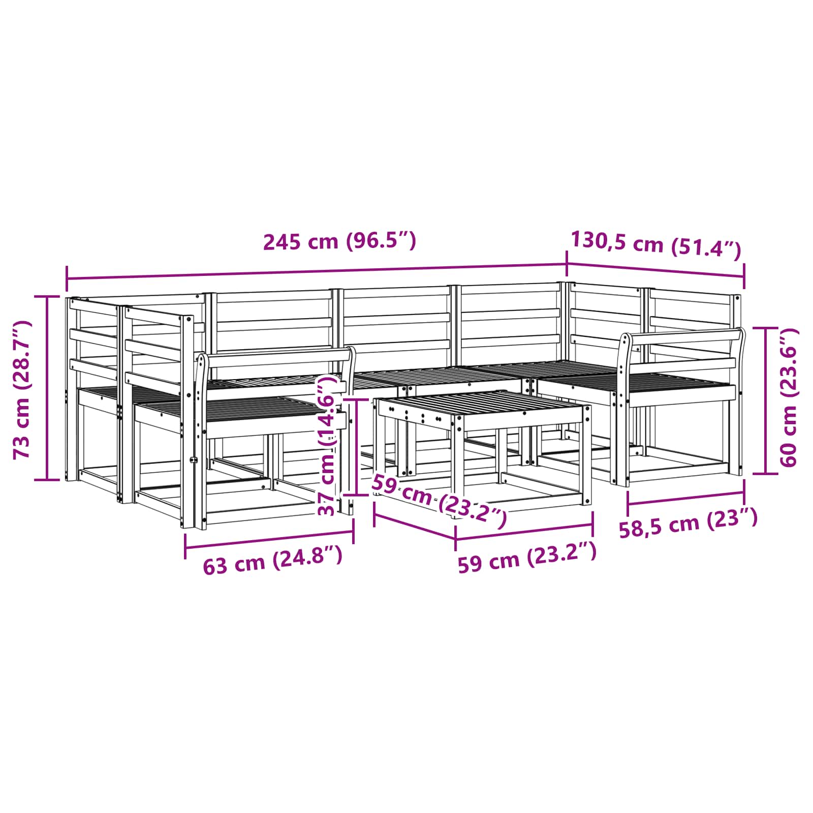 Outdoor-Sofagarnitur 7 pcs Natur Massivholz Akazie