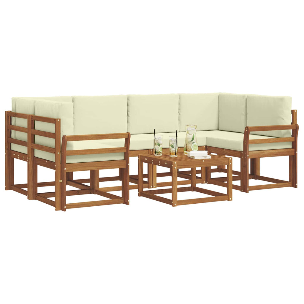 Outdoor-Sofagarnitur mit Kissen 7 pcs Natur und Creme