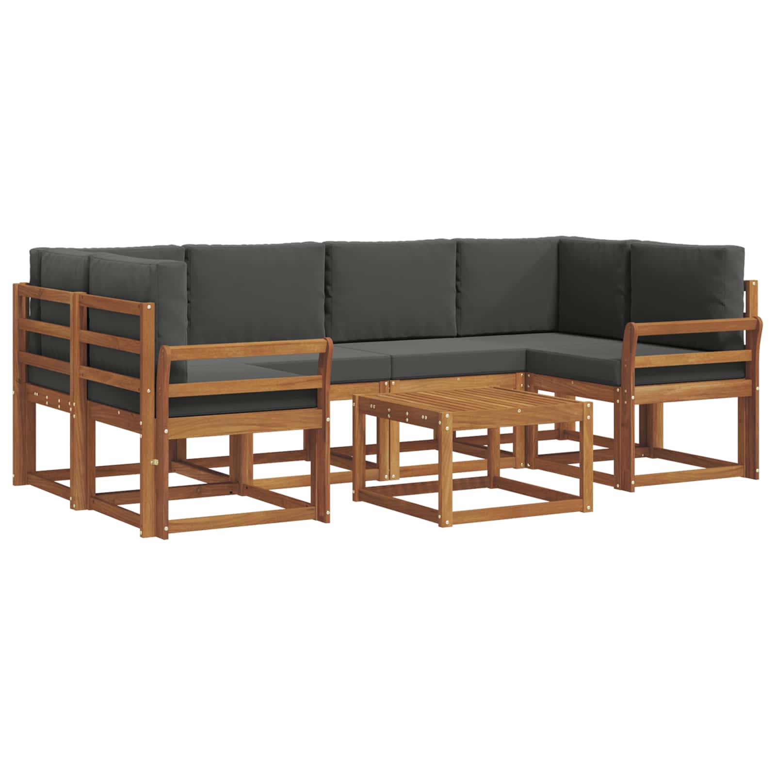 Outdoor-Sofagarnitur mit Kissen 7 pcs Natur und Anthrazit