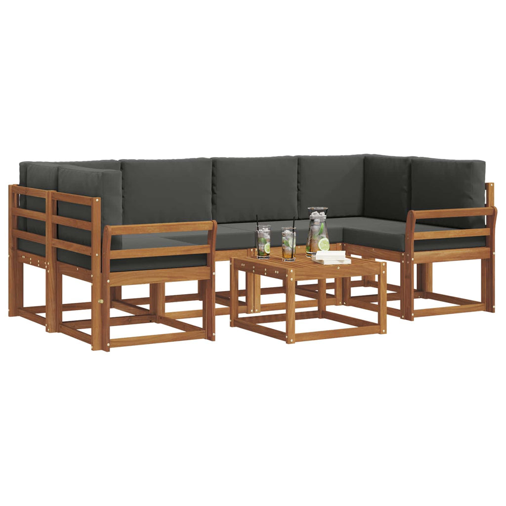 Outdoor-Sofagarnitur mit Kissen 7 pcs Natur und Anthrazit