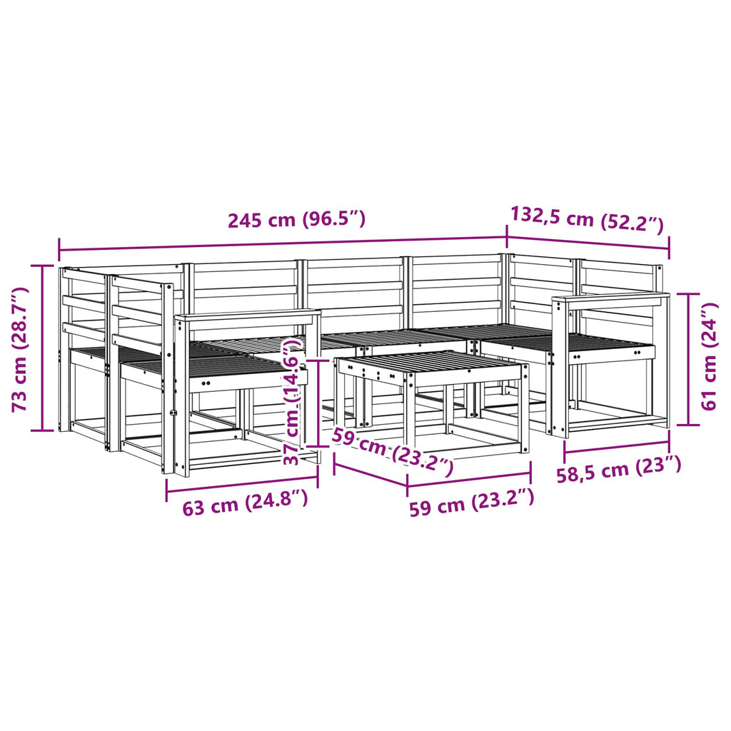 Outdoor-Sofagarnitur 7 pcs Natur Massivholz Akazie