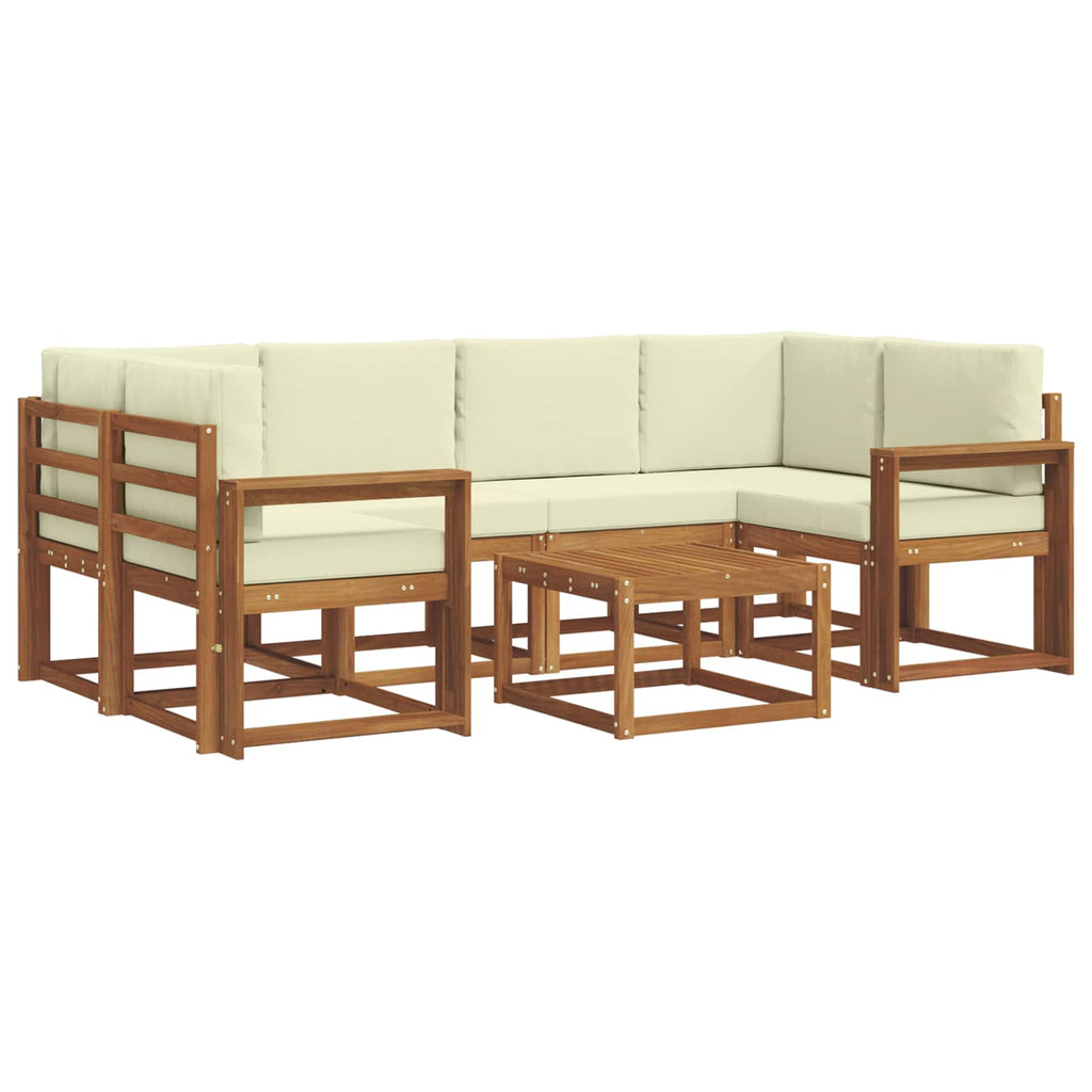 Outdoor-Sofagarnitur mit Kissen 7 pcs Natur und Creme