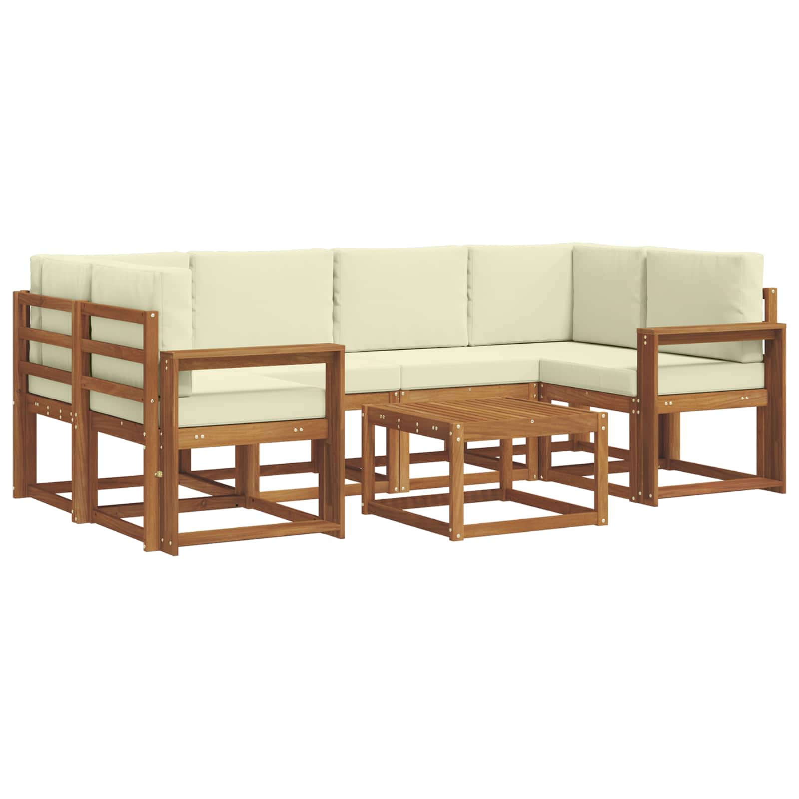 Outdoor-Sofagarnitur mit Kissen 7 pcs Natur und Creme