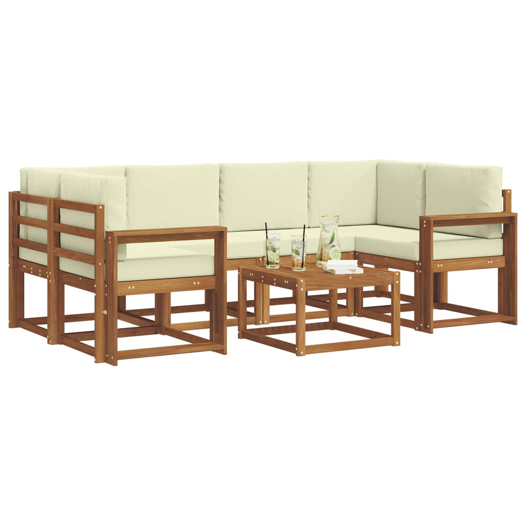 Outdoor-Sofagarnitur mit Kissen 7 pcs Natur und Creme