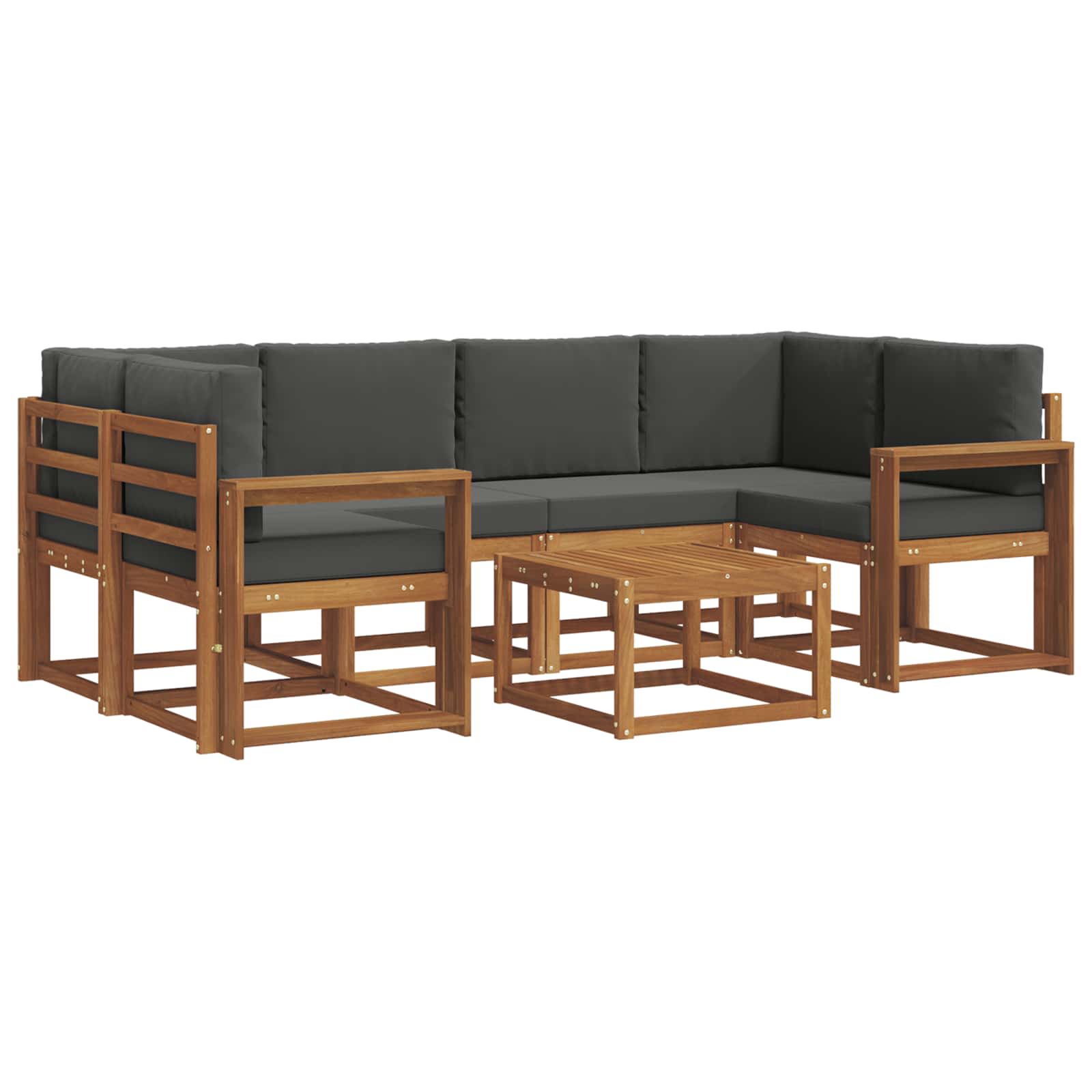 Outdoor-Sofagarnitur mit Kissen 7 pcs Natur und Anthrazit